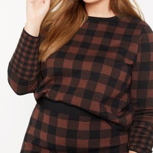 Eloquii Buffalo Plaid Column Sweater